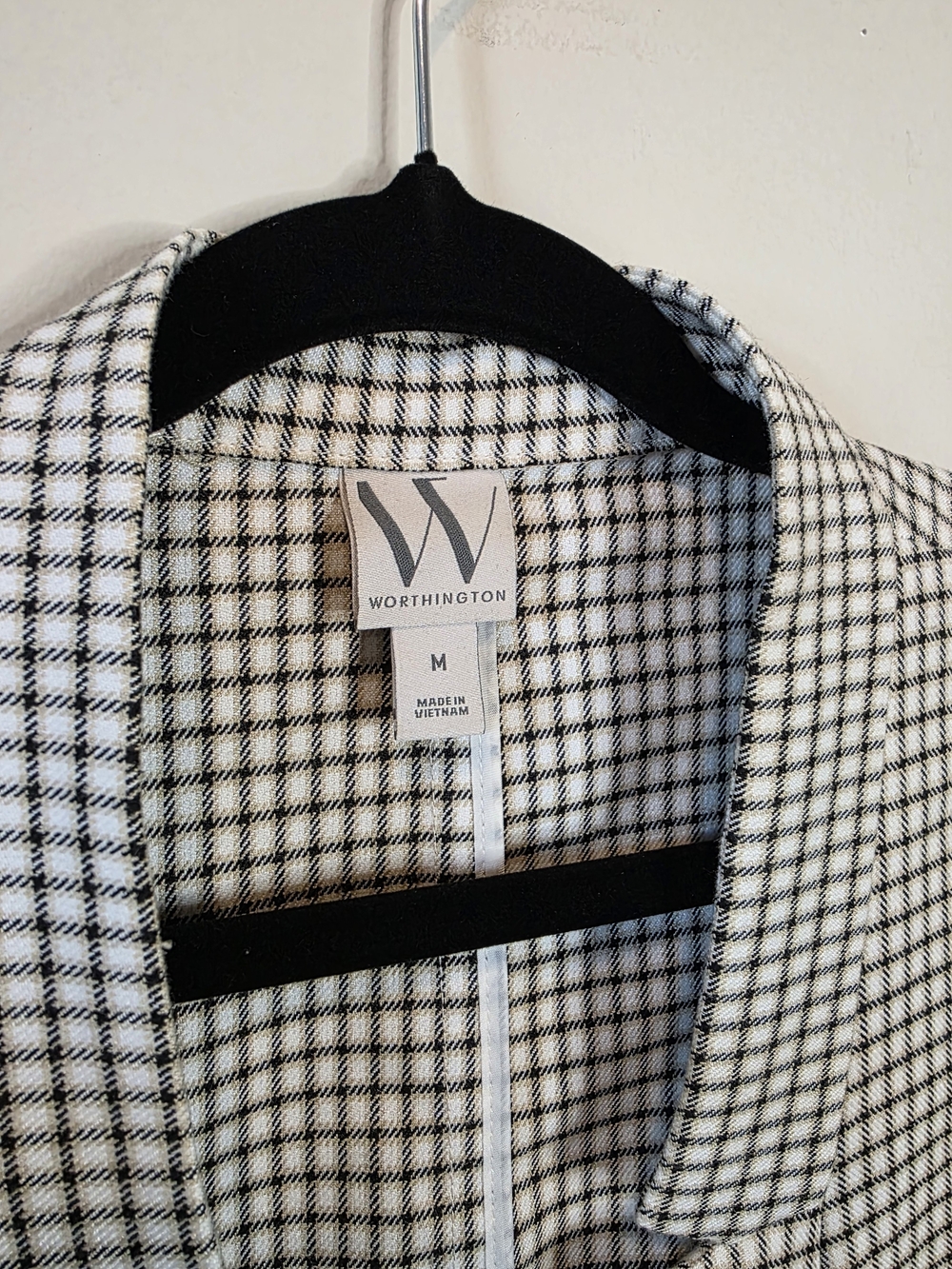 Worthington Vintage Black and White Checked Blazer - Picture 3 of 4